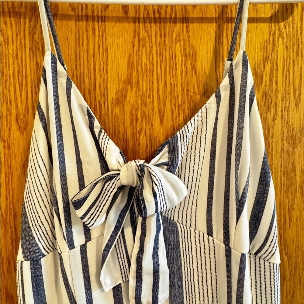Striped Wide-Leg Jumpsuit in Navy and White